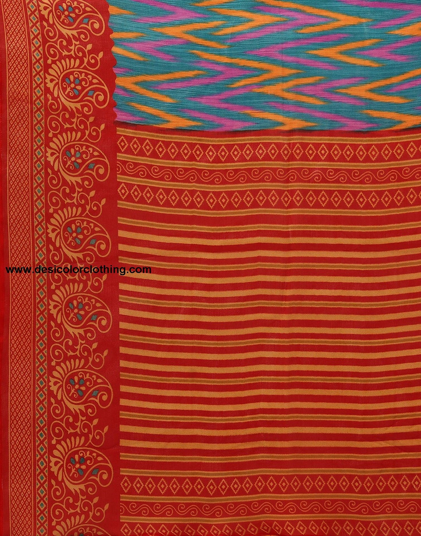 Rama Green Georgette Printed Saree