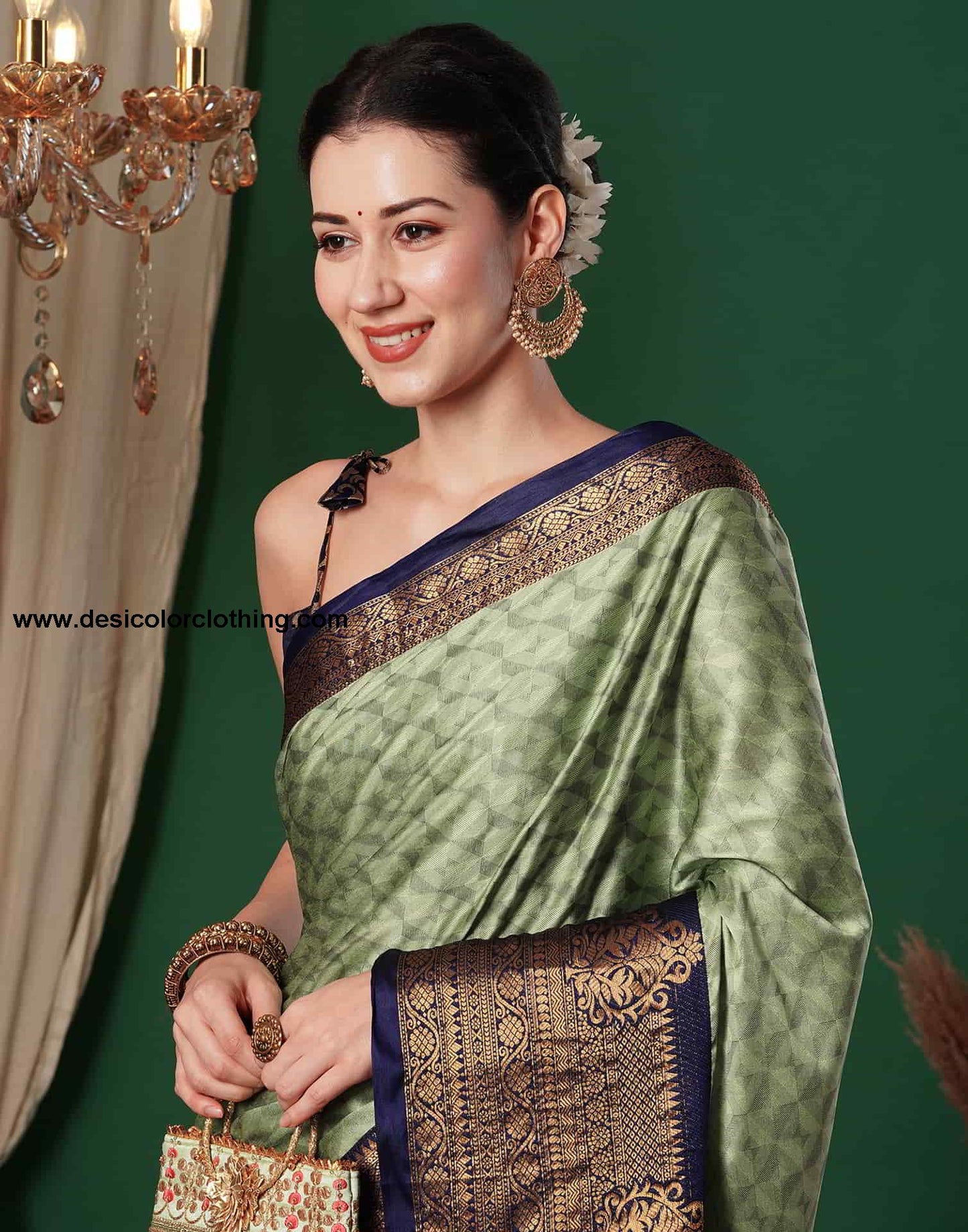 Green Banarasi Silk Woven Saree