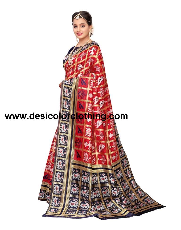 Red Coloured Poly Silk Jacquard Partywear saree | SLV1319S105