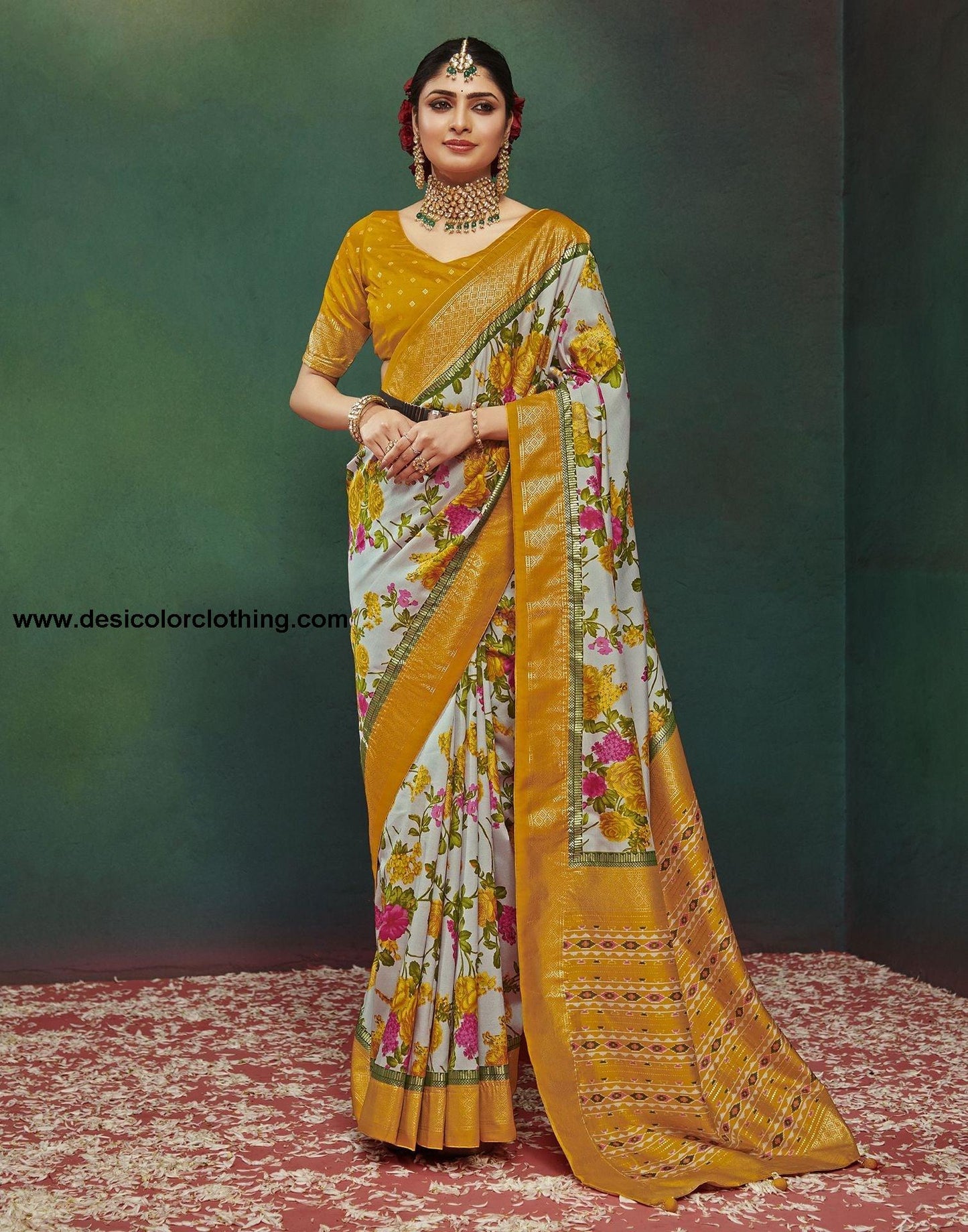 Light Pink Printed Silk Saree