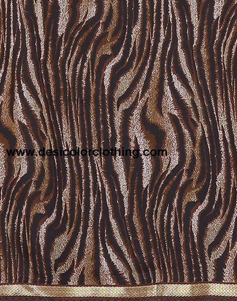 Brown Chiffon Animal Printed Saree