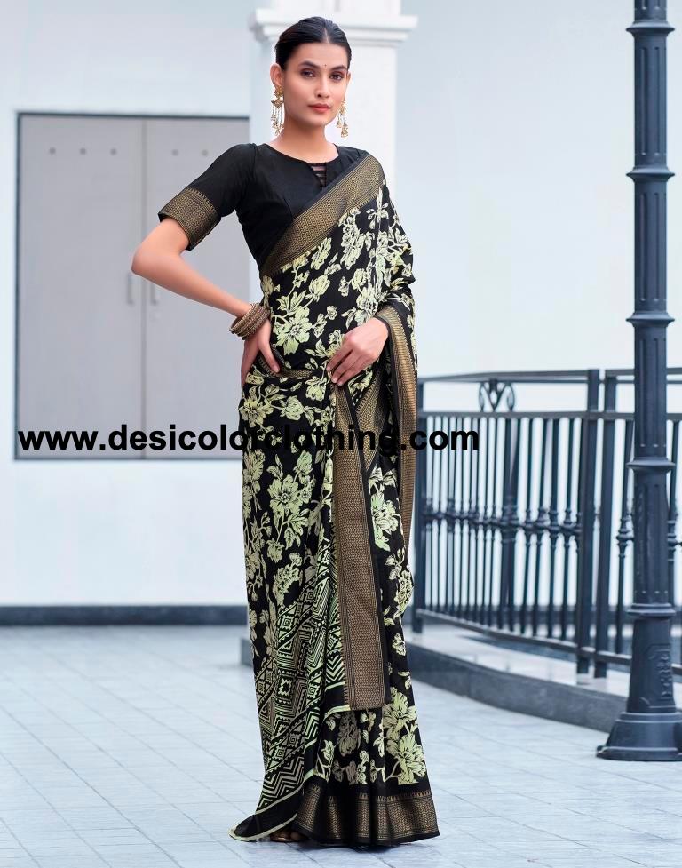 Black Silk Weaving Saree