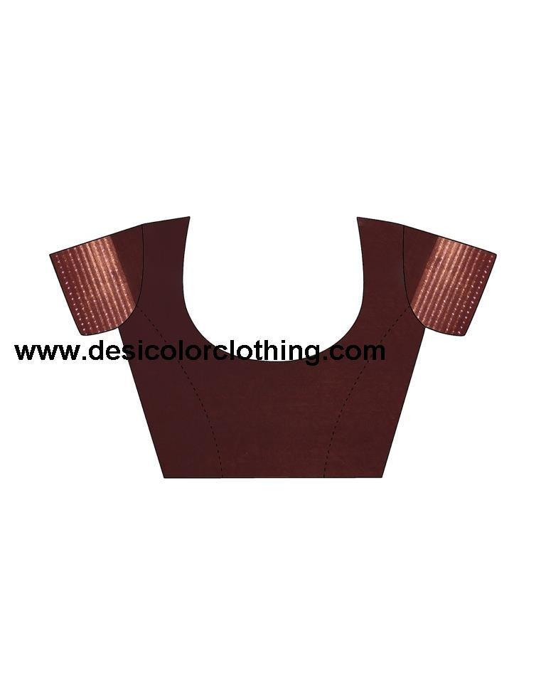 Brown Georgette Zari Saree