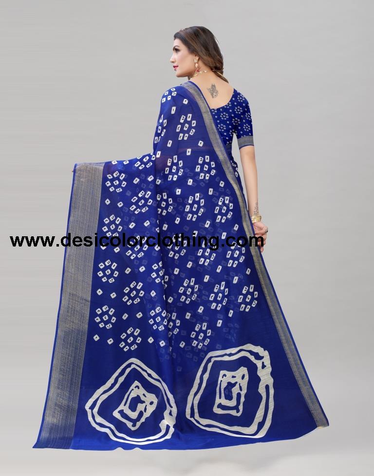 Blue Cotton Bandhani Saree | 1985S481