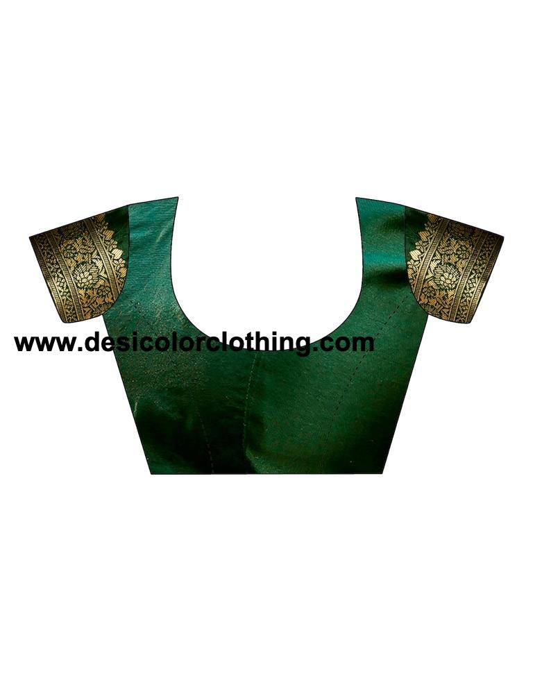 Dark Green Silk Plain Sarees