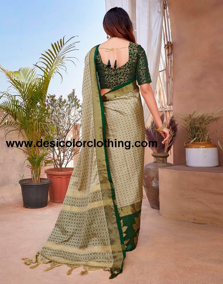 Beige Silk Woven Saree