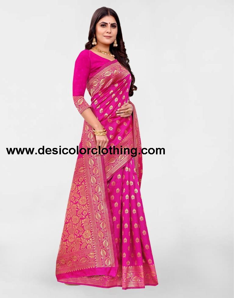 Pink Banarasi Silk Saree