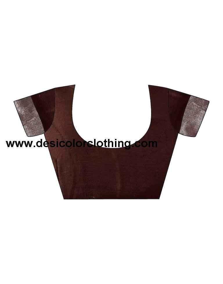 Brown Chiffon Printed Saree