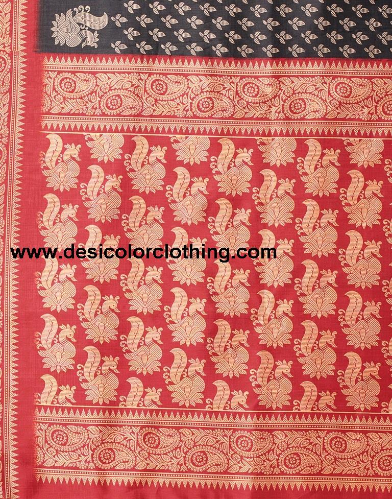 Black Printed Silk Saree