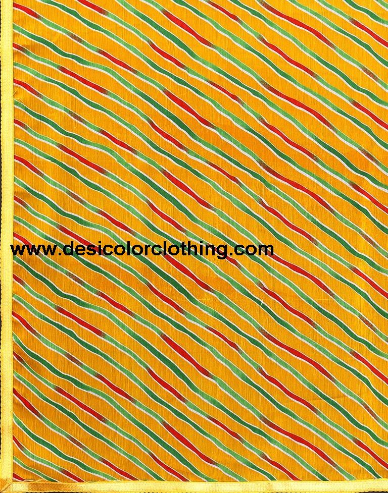 Turmeric Yellow Chiffon Leheriya Printed Saree