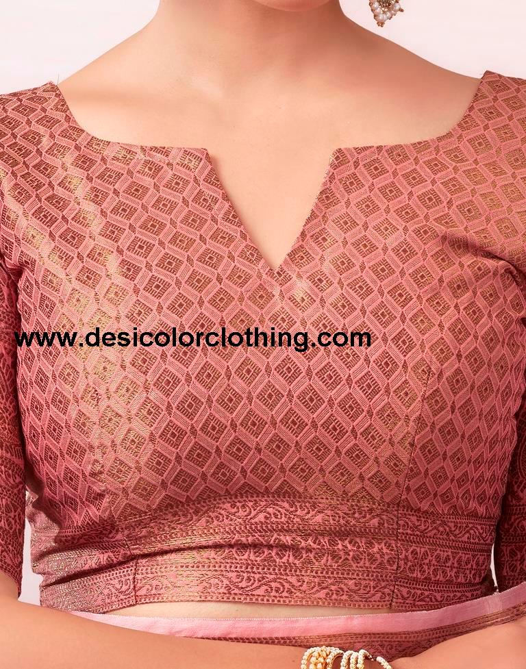 Dusty Pink Silk Plain Saree