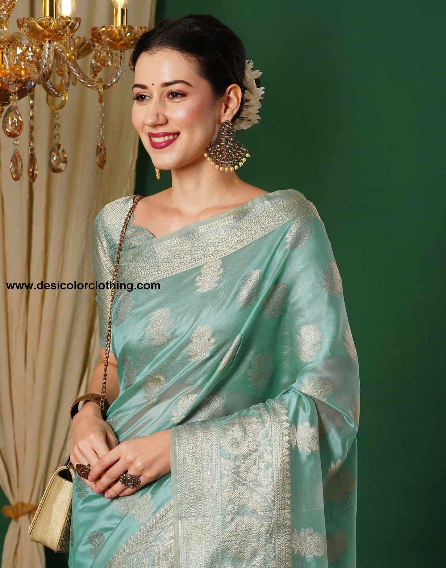 Blue Banarasi Silk Woven Saree