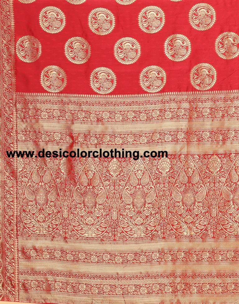 red saree with golden blouse