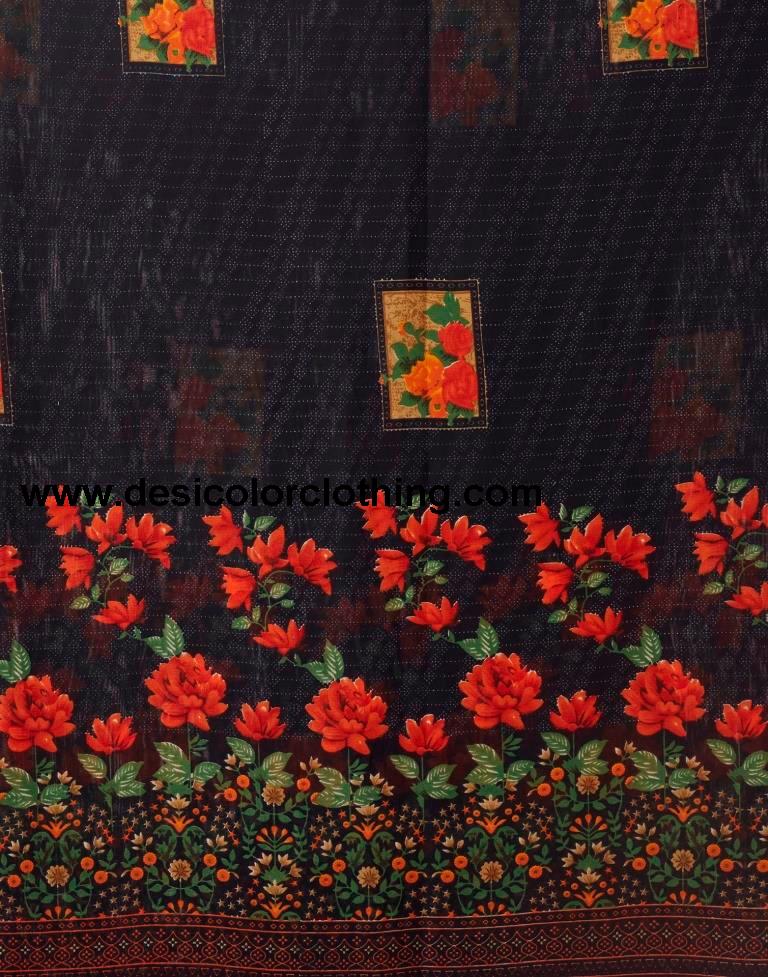 Black Georgette Printed Saree