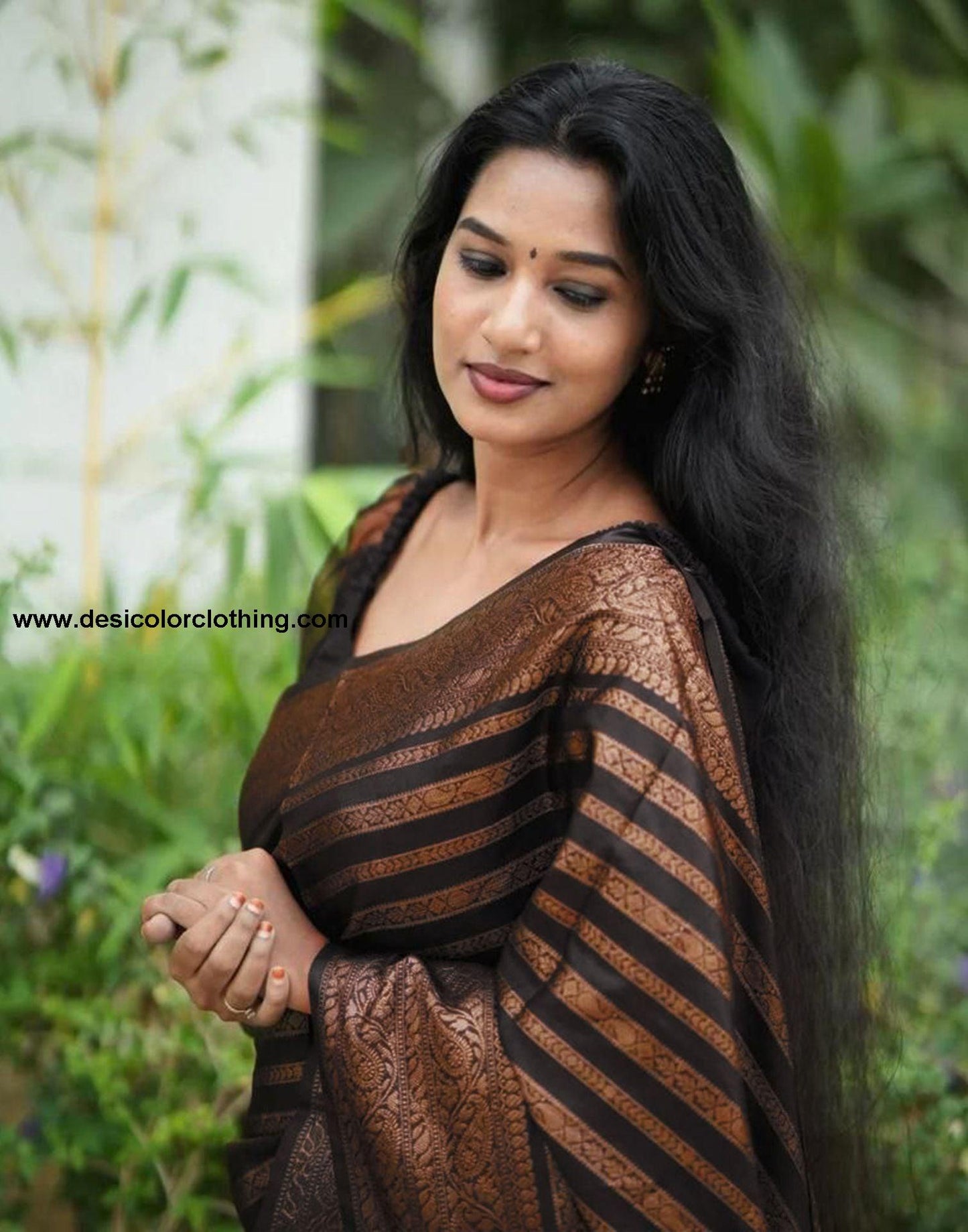 Black Jacquard Silk Saree