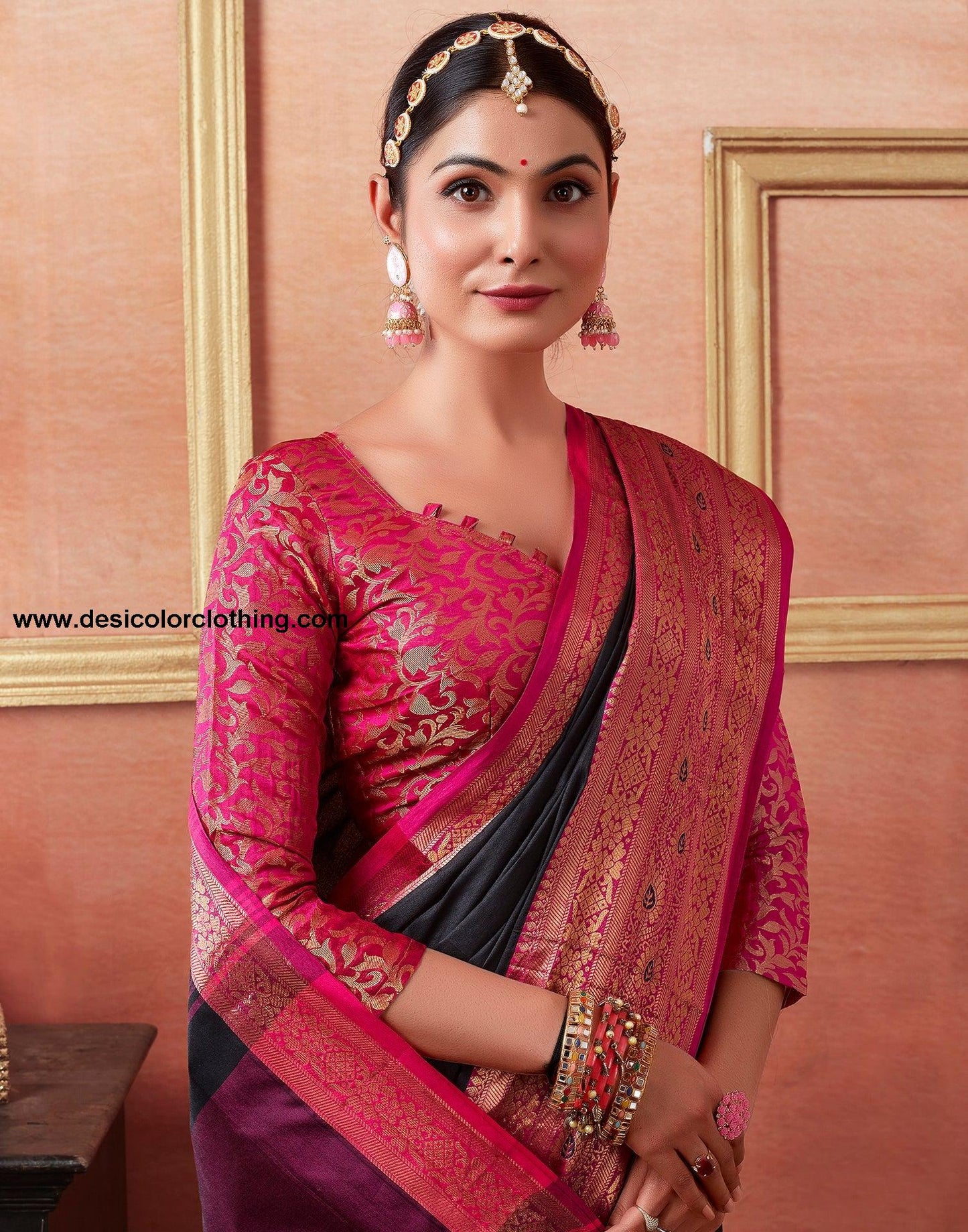 Black Silk Plain Saree