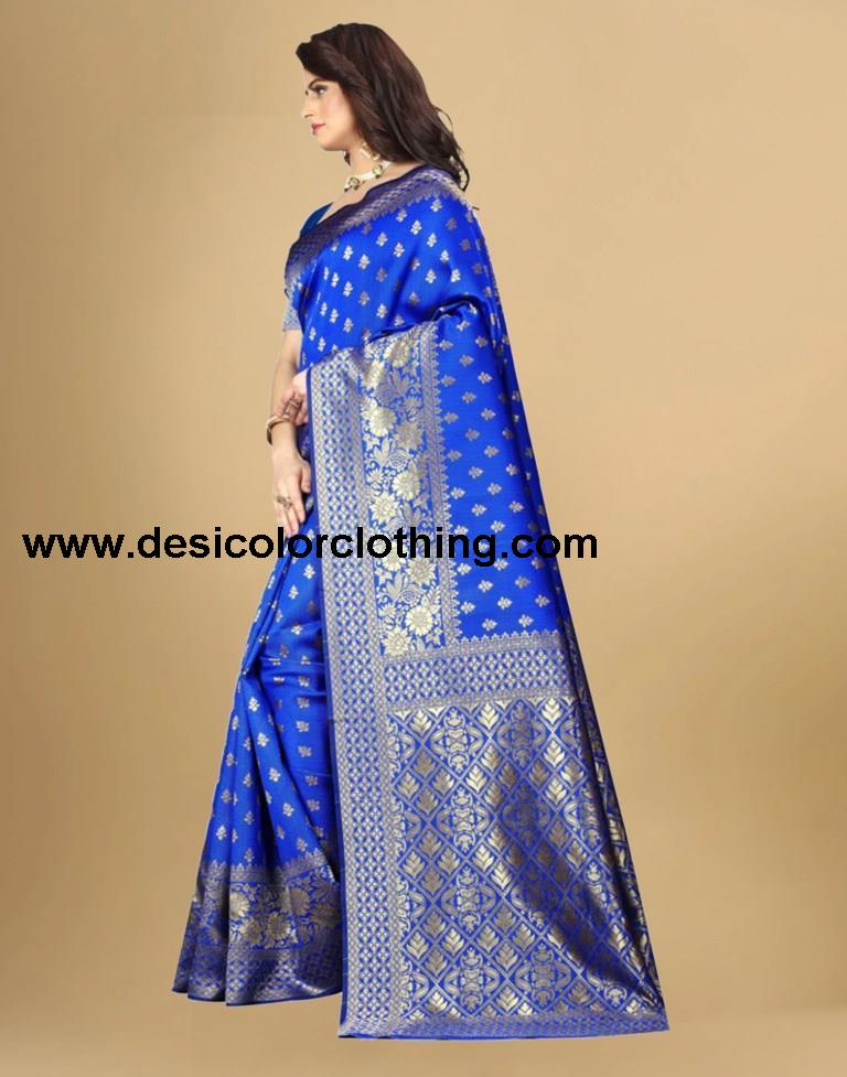 Blue Banarasi Silk Saree