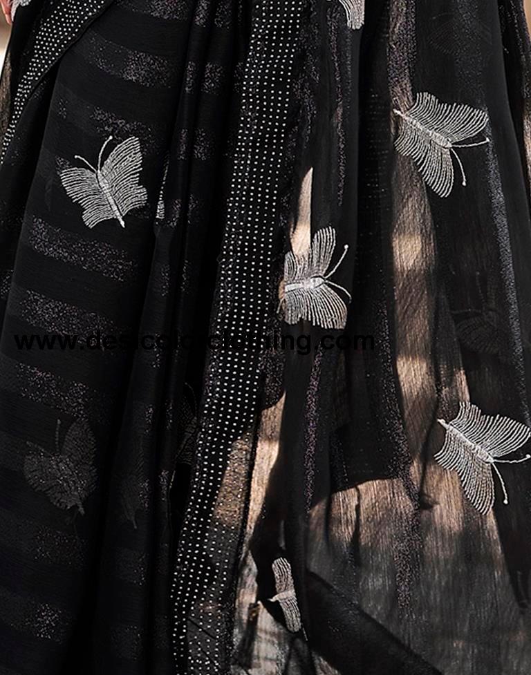 Black Chiffon Plain Ready To Wear