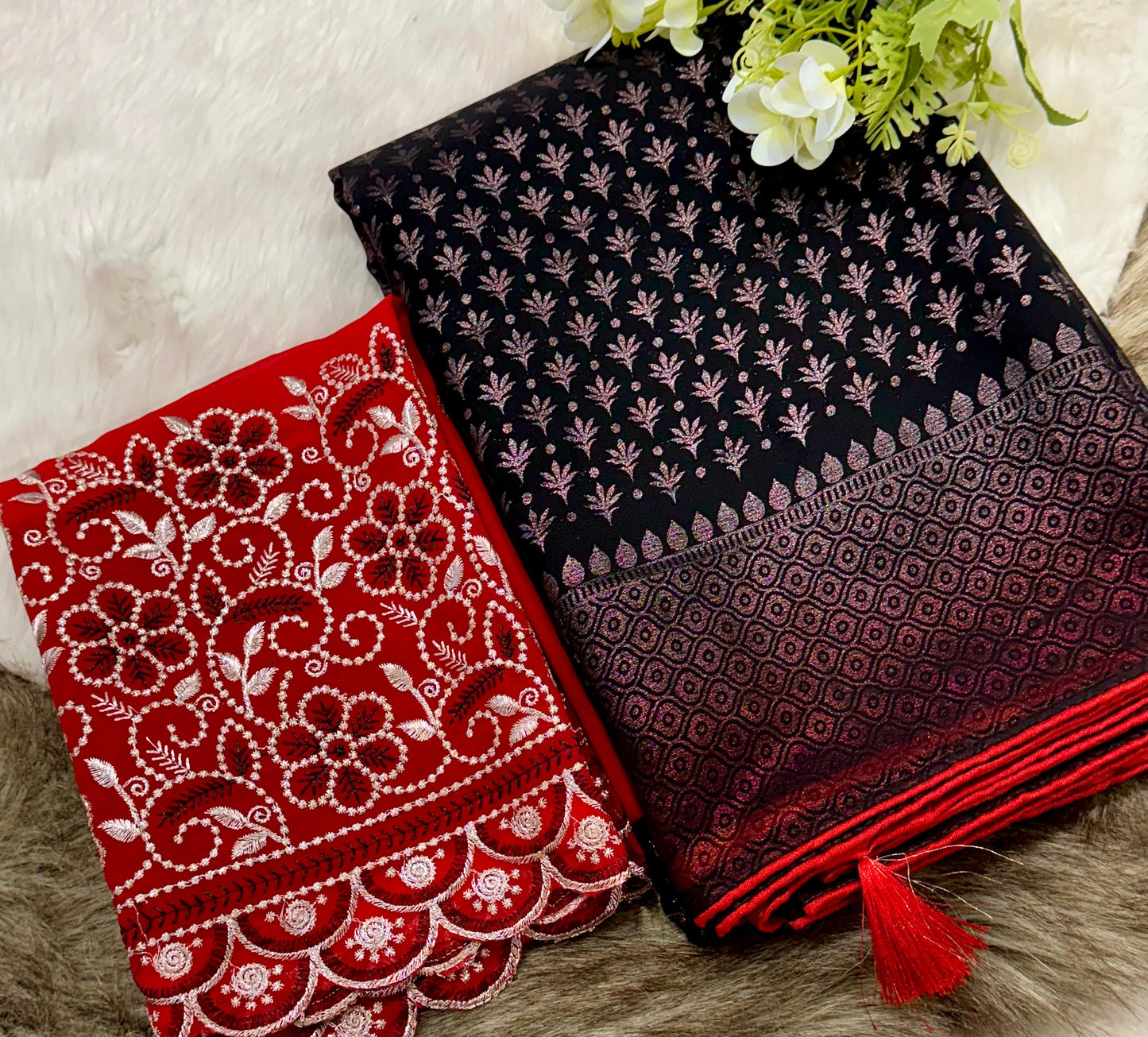 Product Image - Elegant Black Berry Georgette Saree