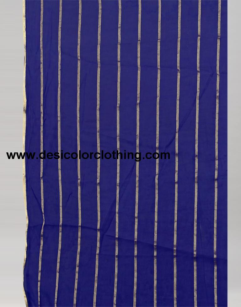 Royal Blue Plain Chiffon Saree