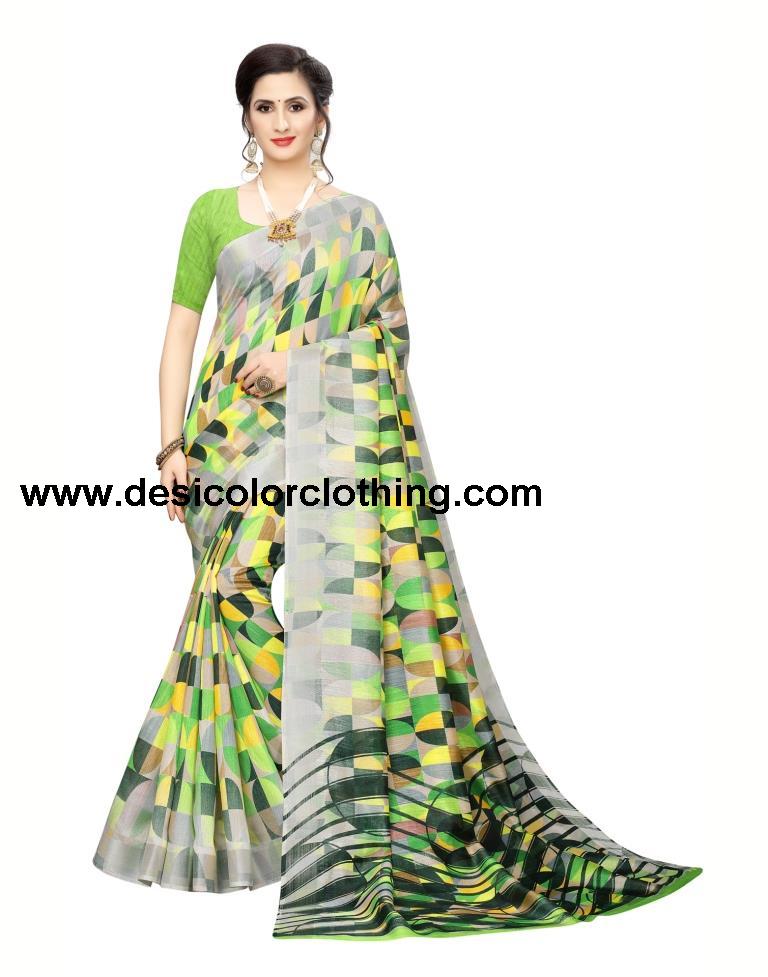 Green Chanderi Silk Saree | 1379S7601