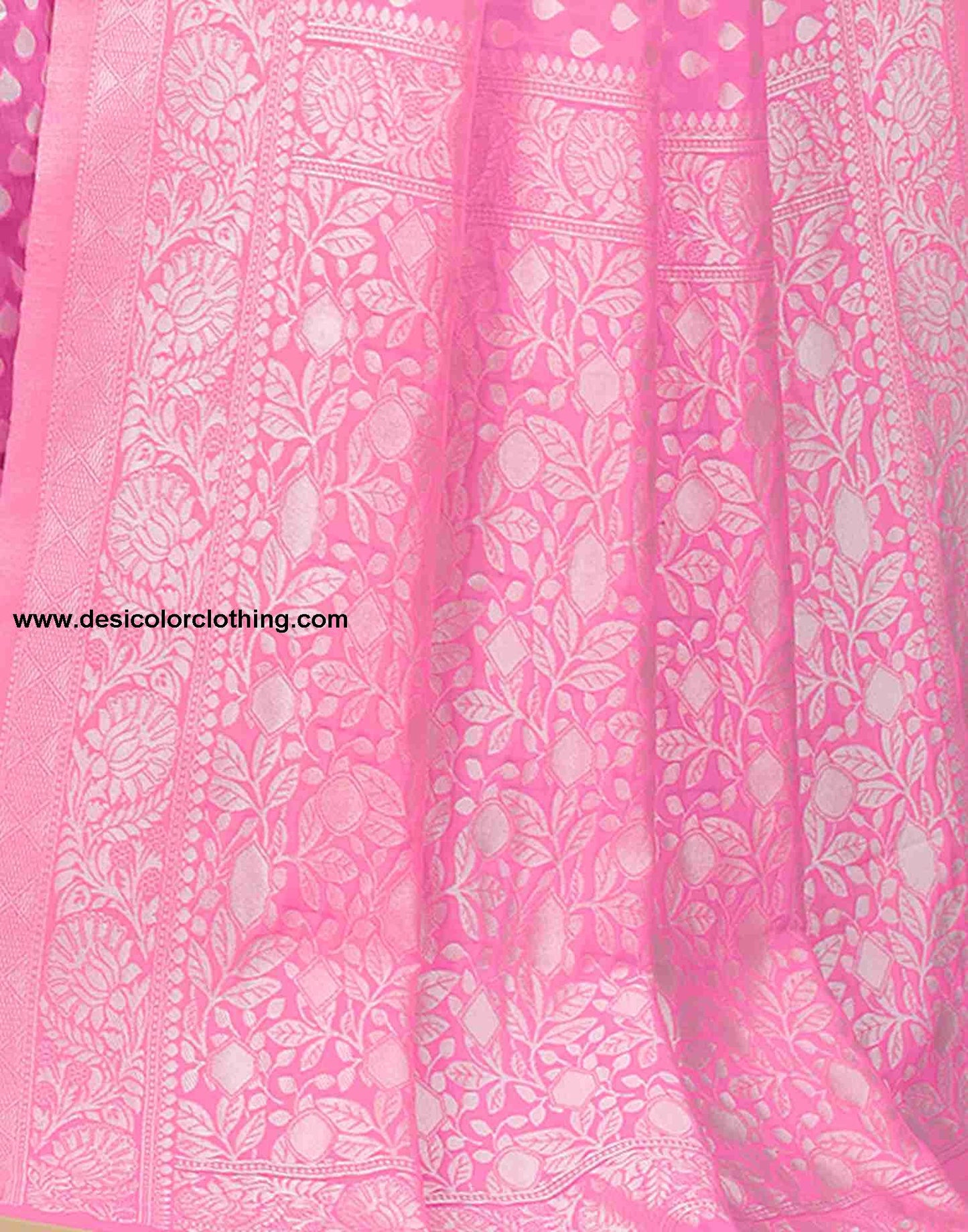 Pink Cotton Plain Saree