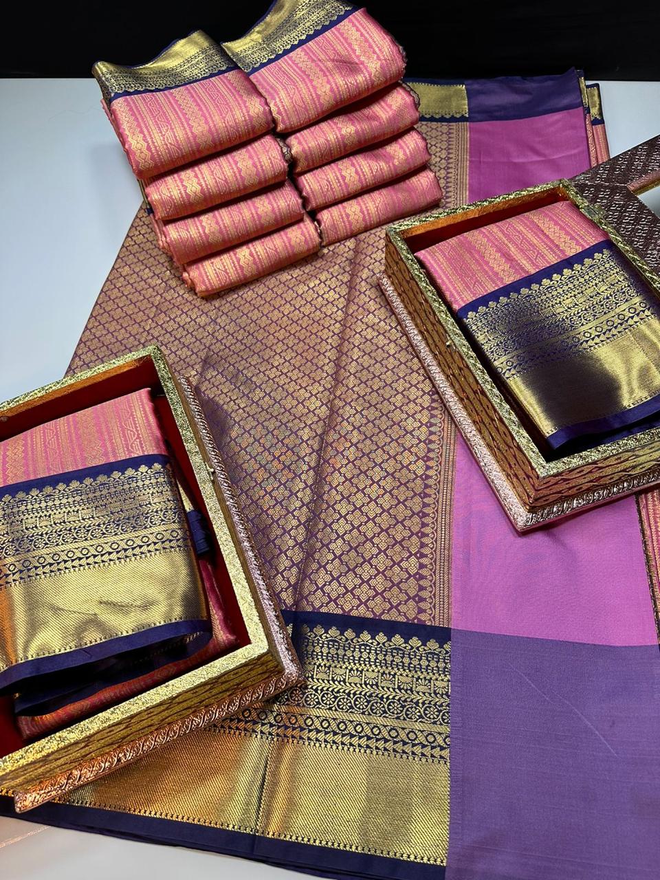 Product Image - Designer Saree in Georgette Fabric | Soft Banarasi Pattu Brocade