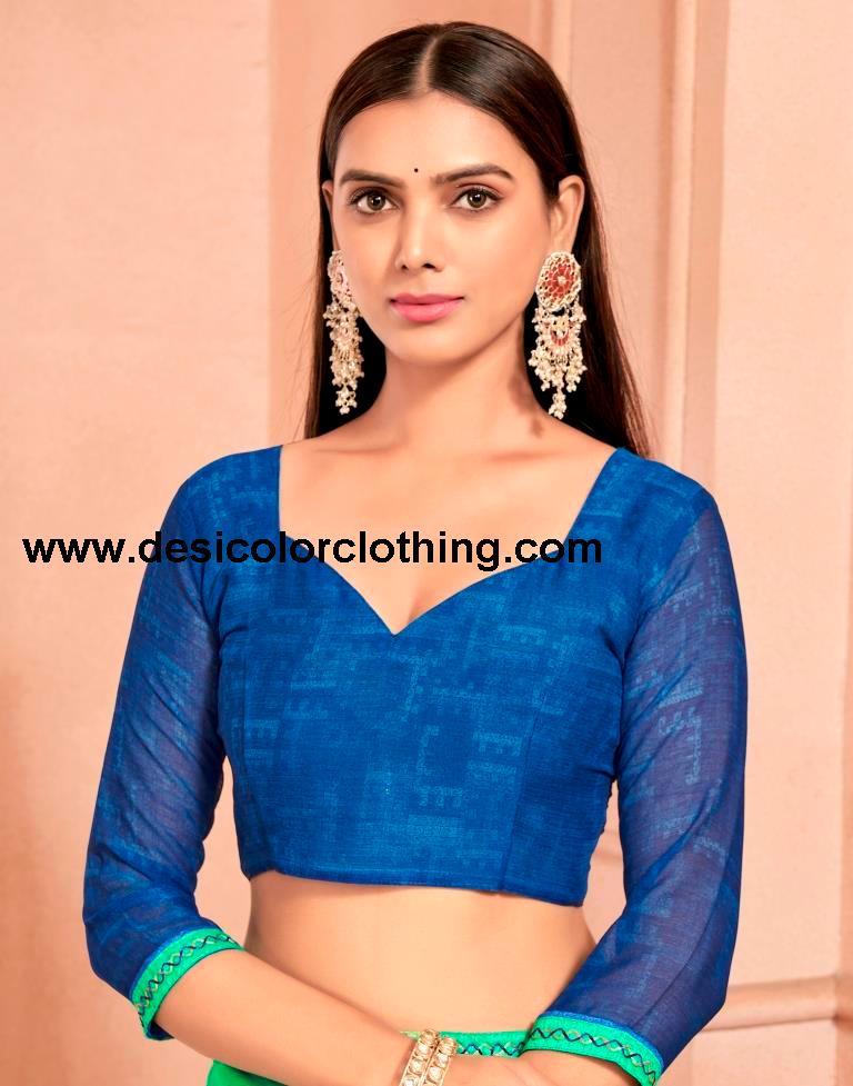 Green Chiffon Printed Saree