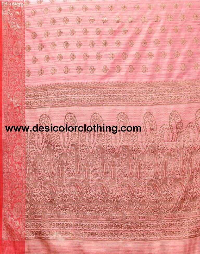 Pink Jacquard Silk Saree