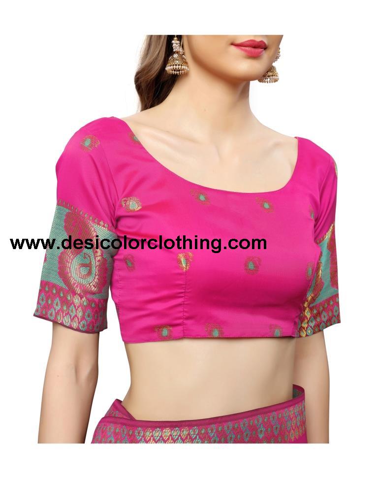 Pink Coloured Poly Silk Jacquard Partywear saree