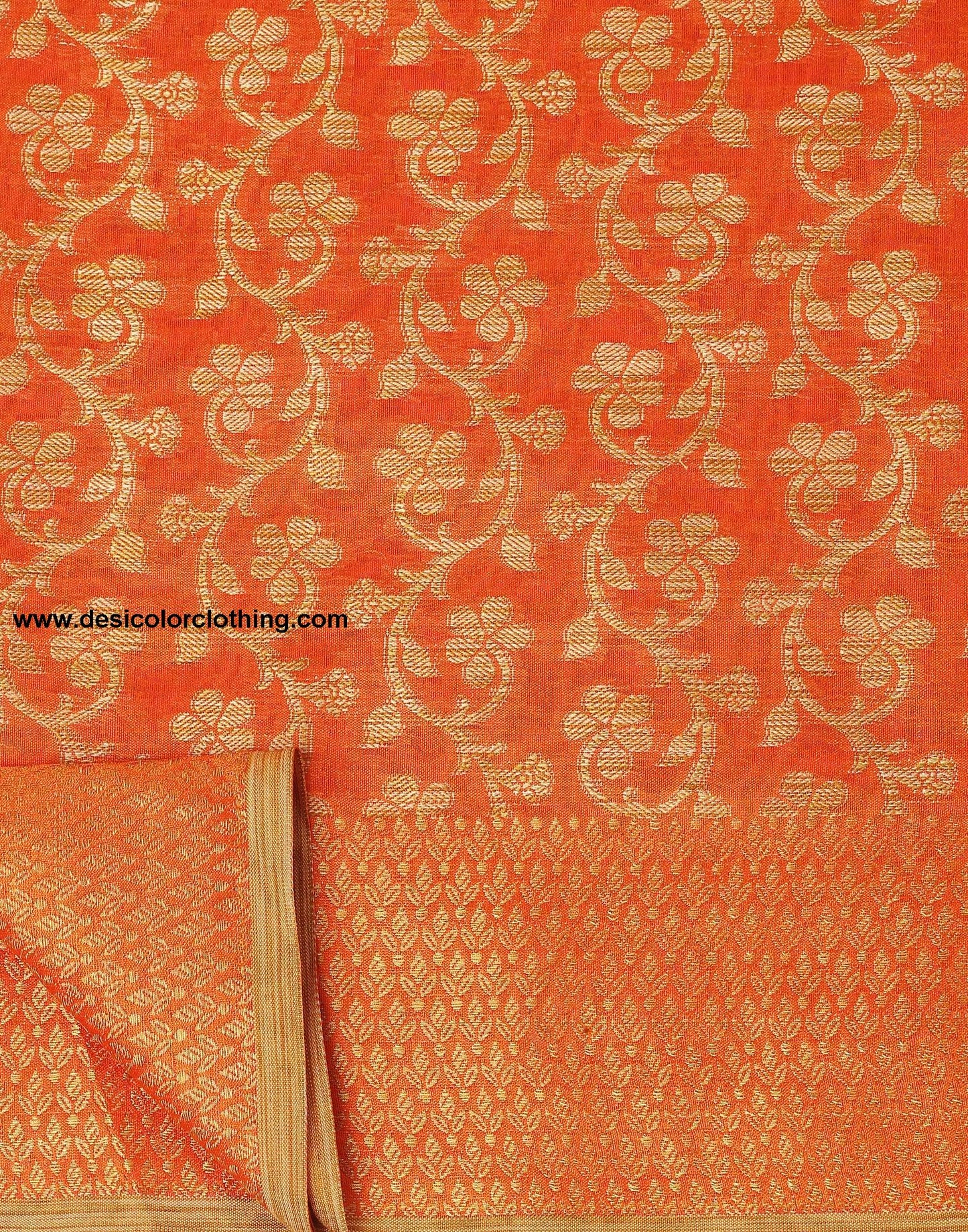 Orange Banarasi Silk Saree