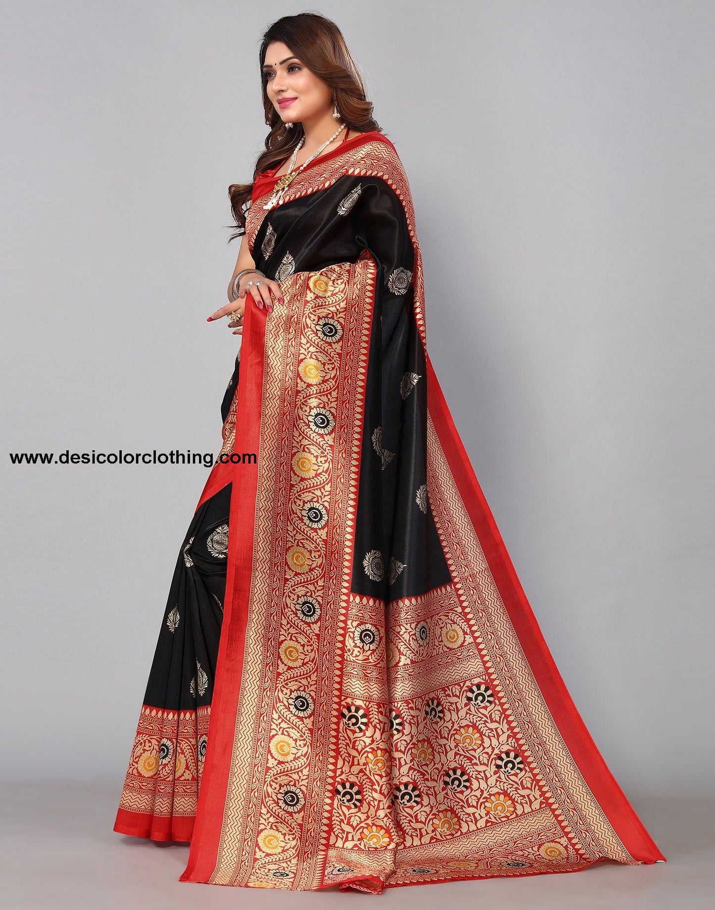 Black Silk Printed Saree