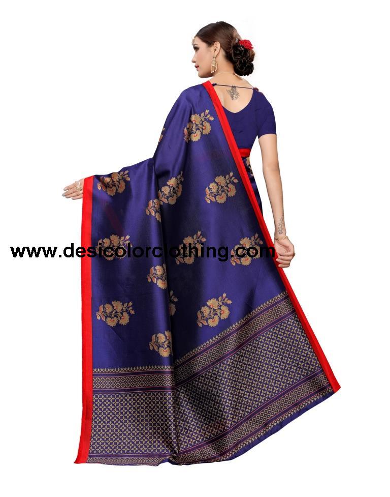 Blue Coloured Poly Silk Printed Casual saree