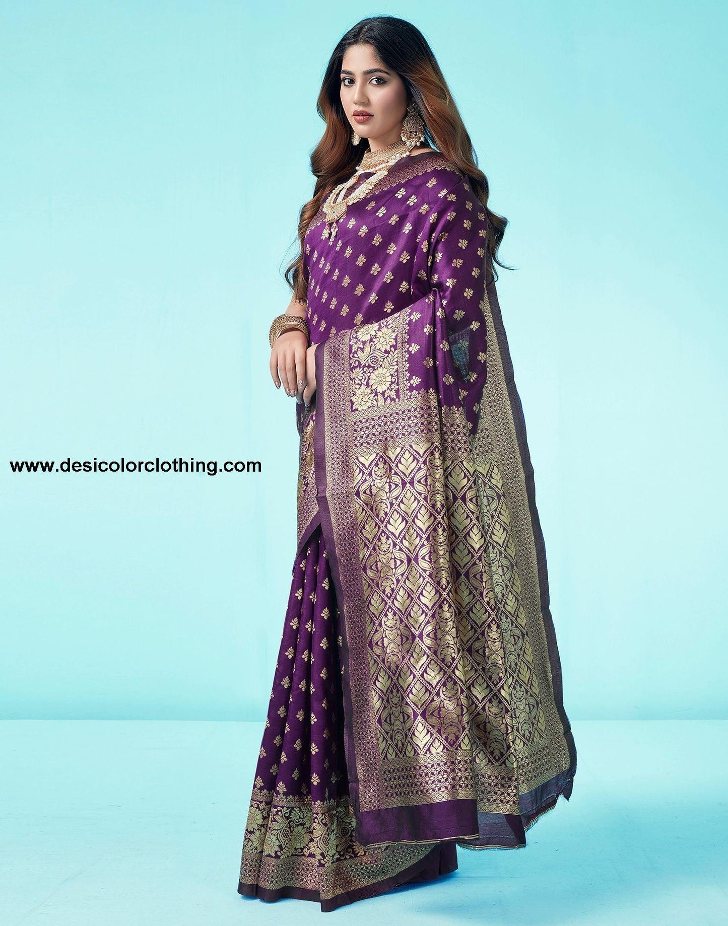 Purple Jacquard Silk Saree
