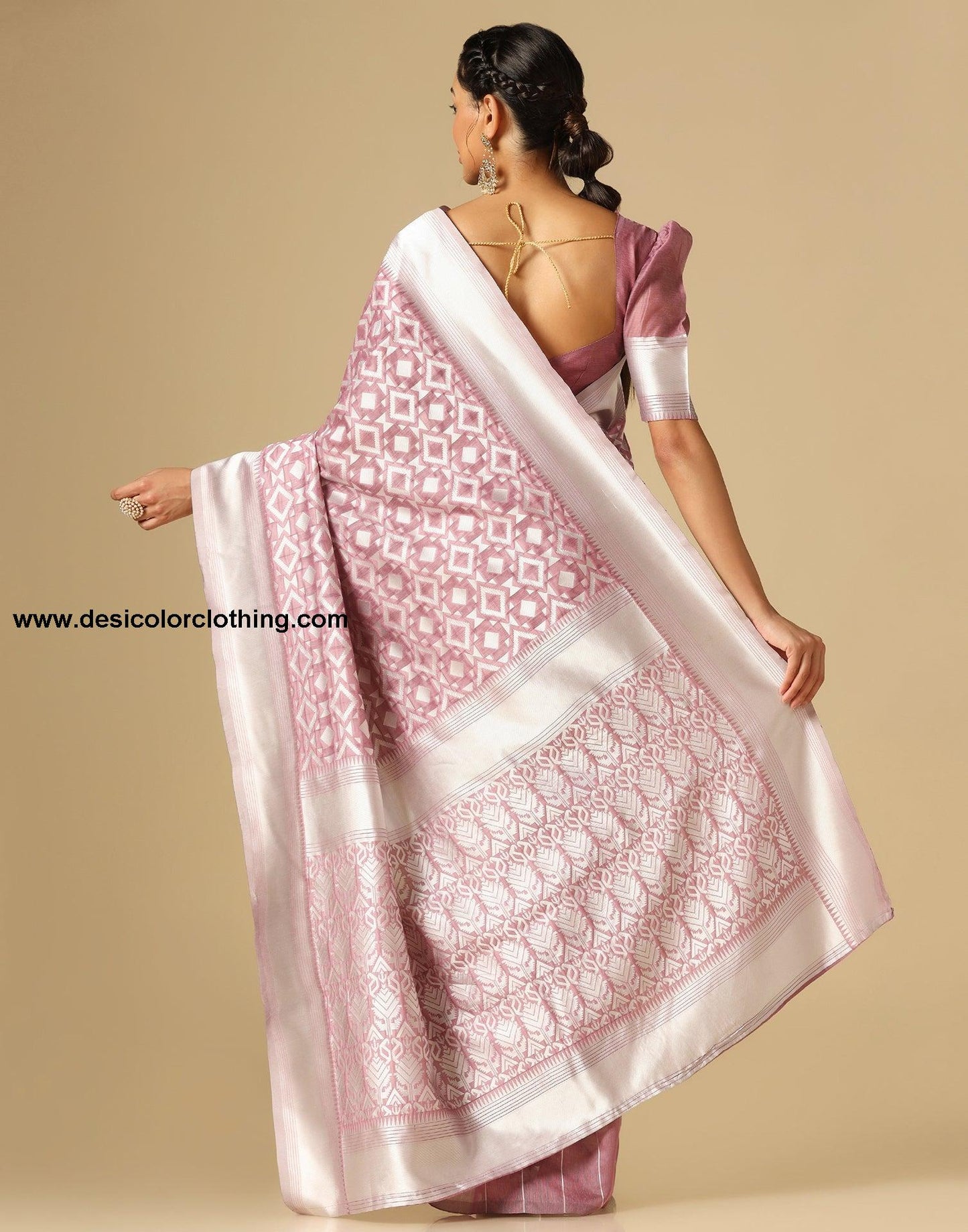 Pink Banarasi Cotton Saree