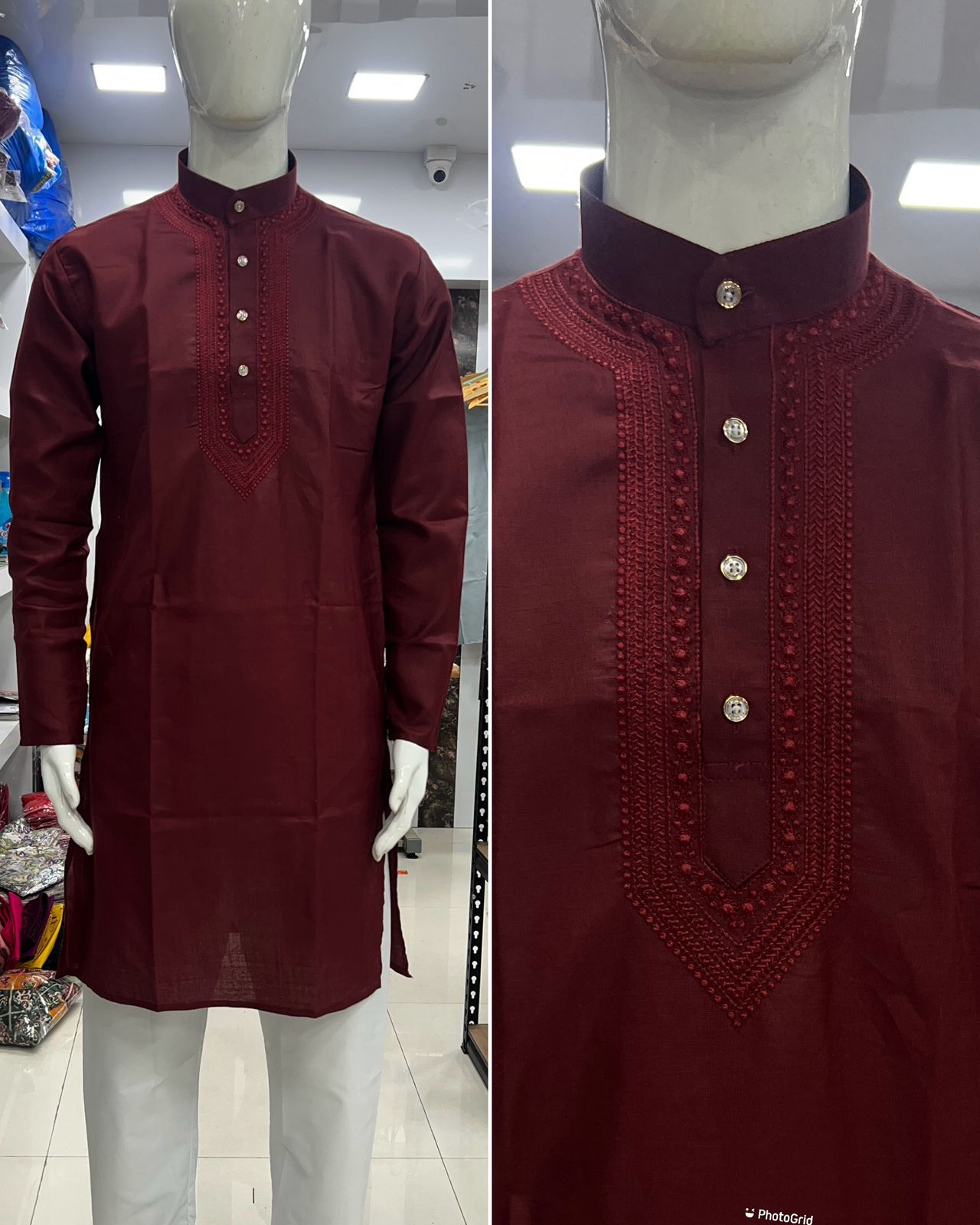 Product Image - Royal Kurta + Pyjama Set with Heavy Embroidery - Cotton Ethnic Wear