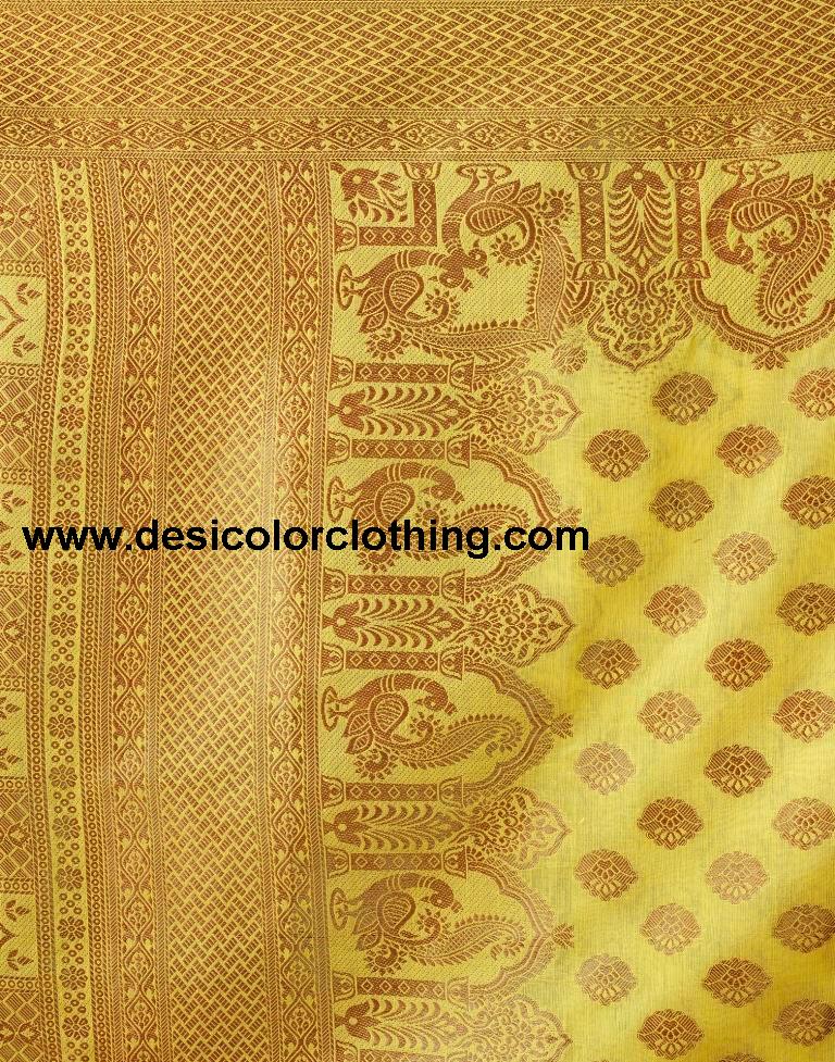 Yellow Silk Plain Saree