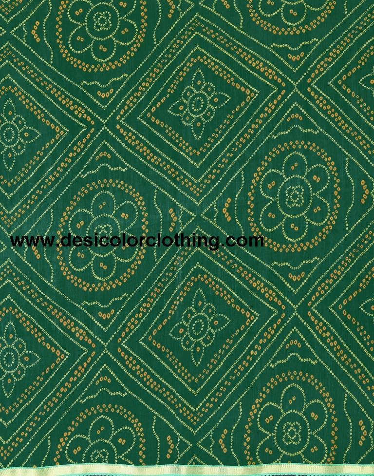 Green Bandhani Printed Saree