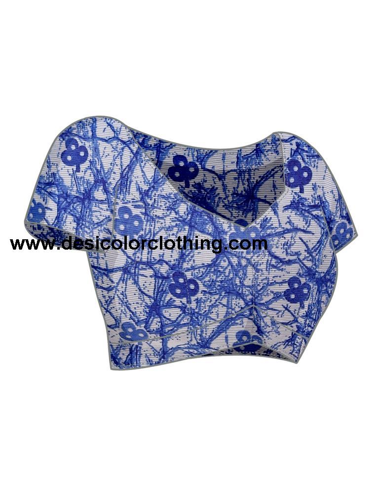 Blue Chiffon Printed Saree