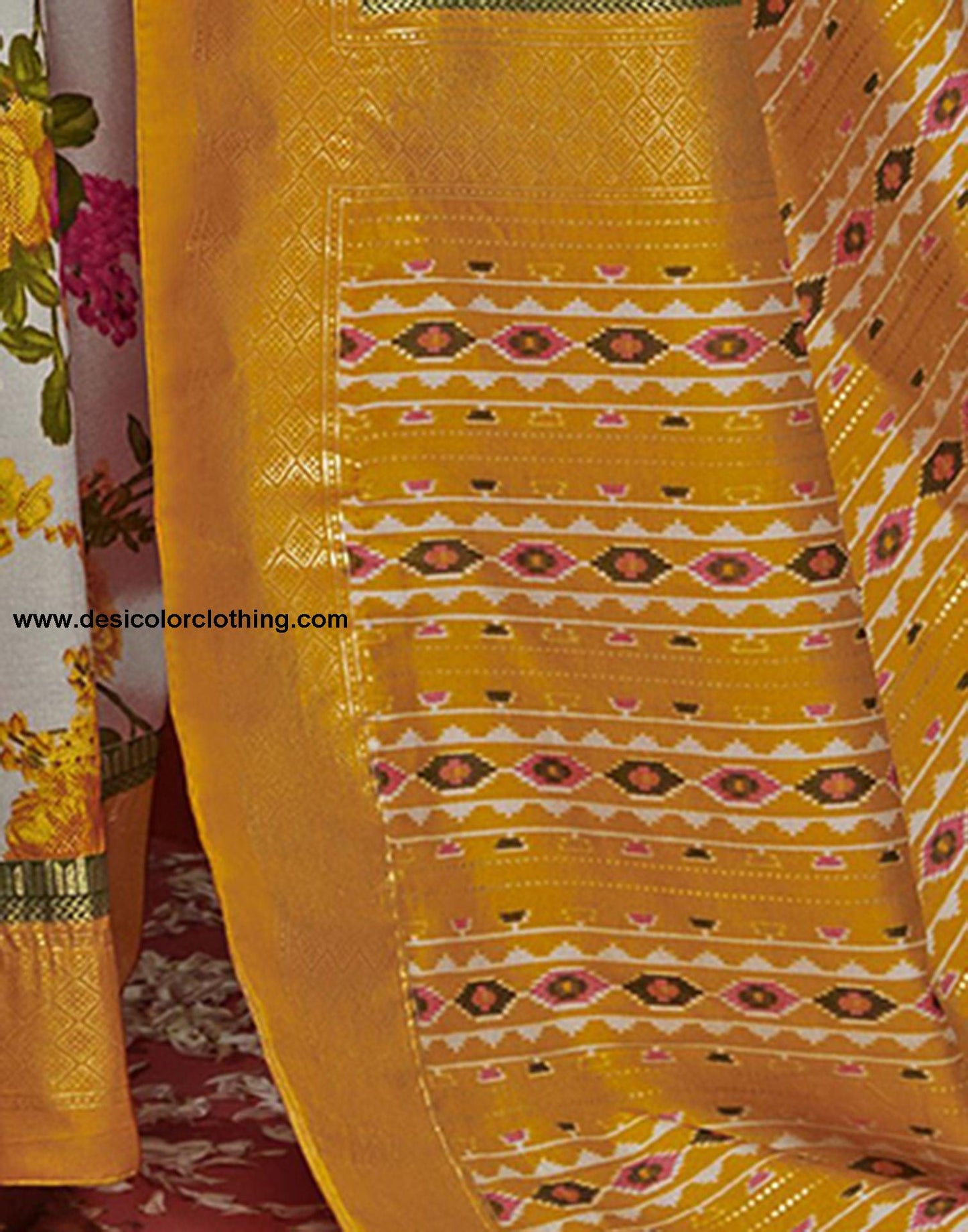Light Pink Printed Silk Saree