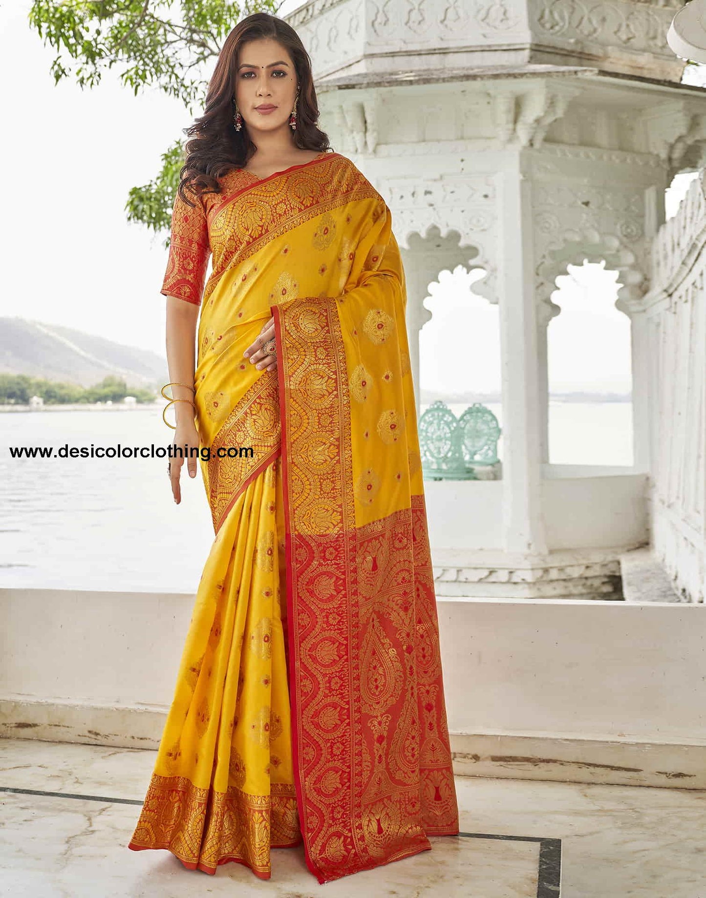 Yellow Silk Woven Banarasi Saree