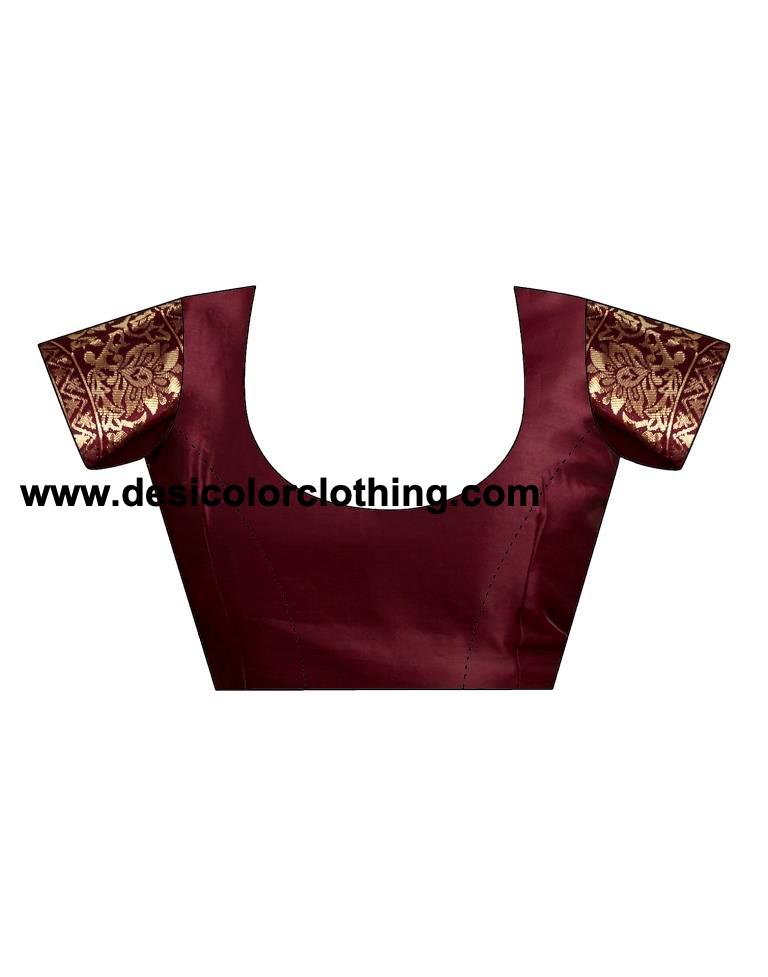 Dark Maroon Silk Plain Saree