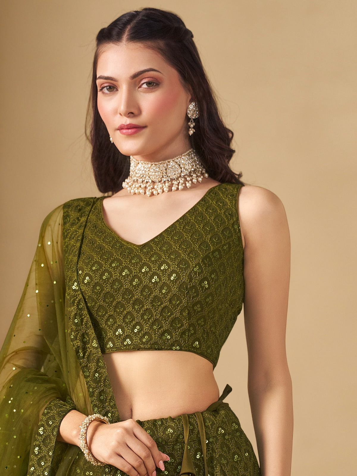 Product Image - Bridesmaid Lehenga Choli - 5124-Mehndi