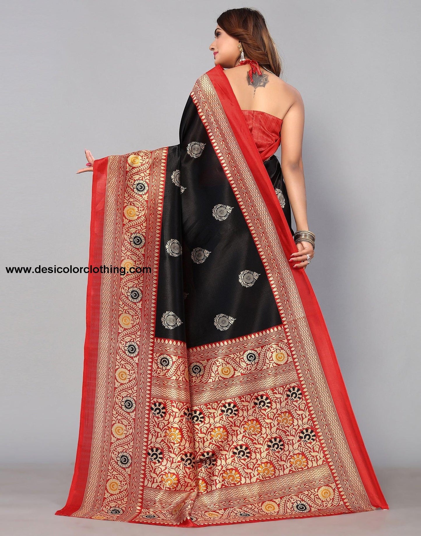 Black Silk Printed Saree