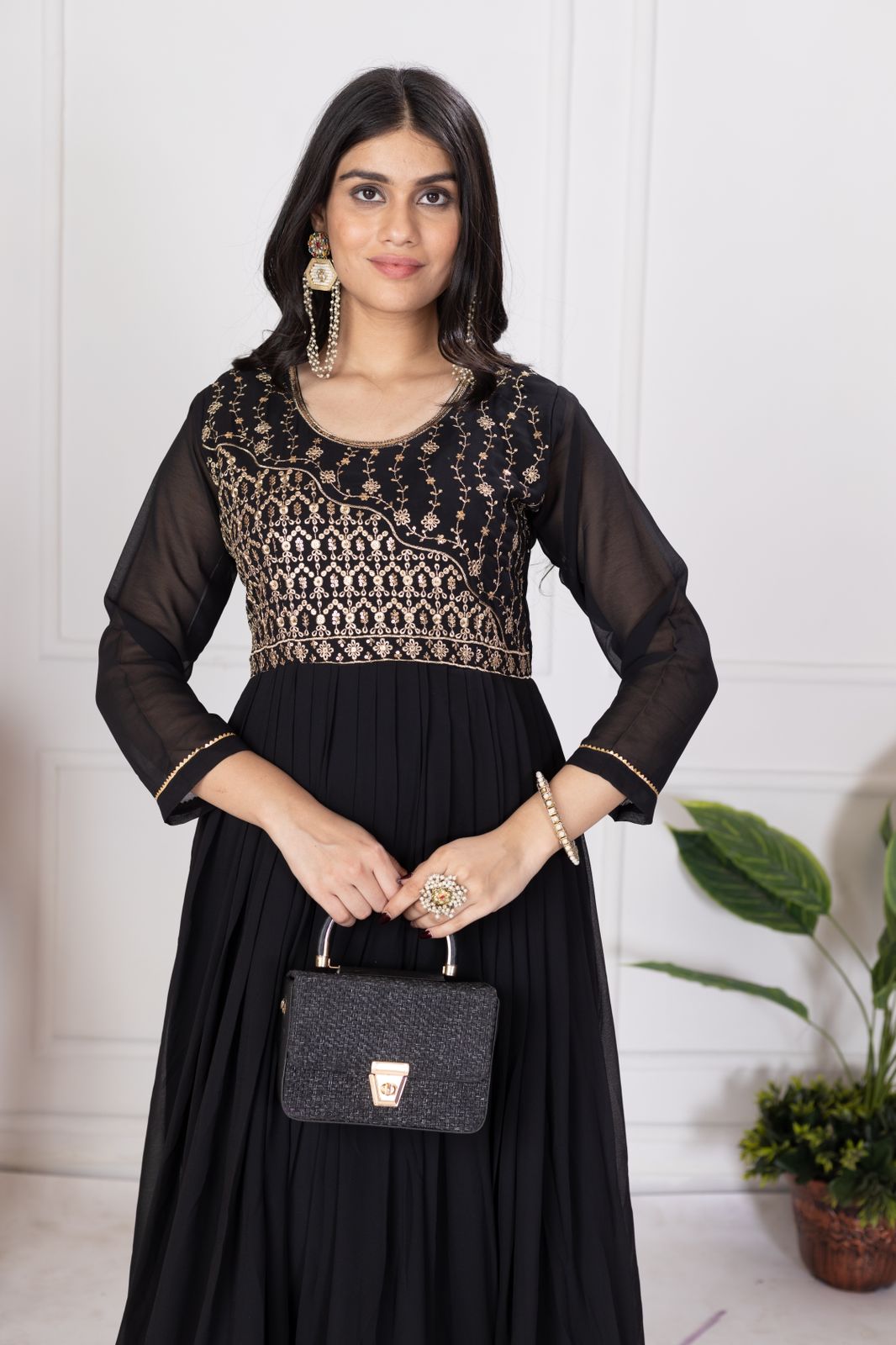 Product Image - Elegant Black Designer Gown - Sindoor