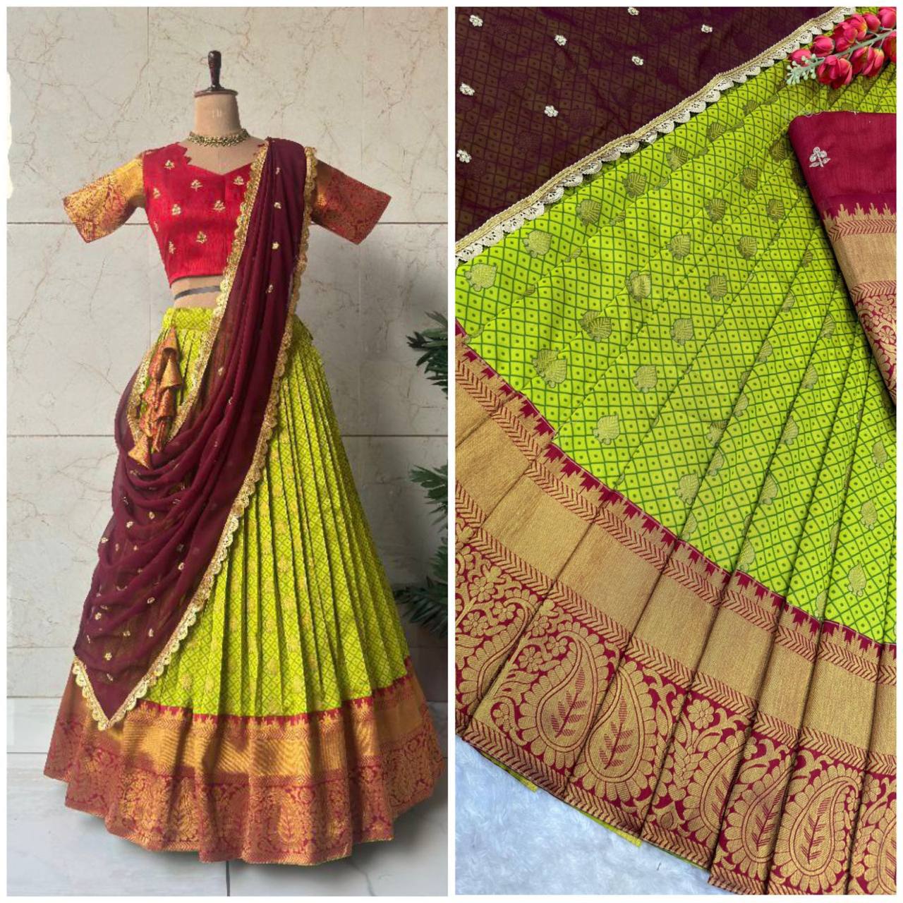 Product Image - Designer Kanjivaram Silk Lehenga Set