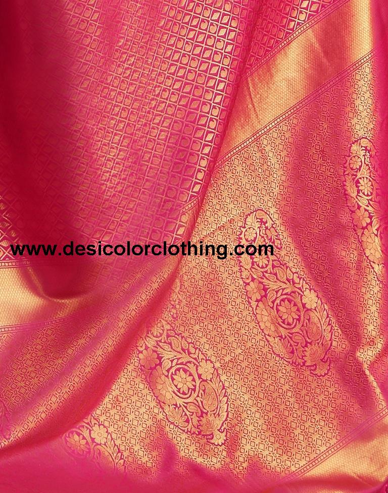Rani Pink Banarasi Silk Weaving Saree