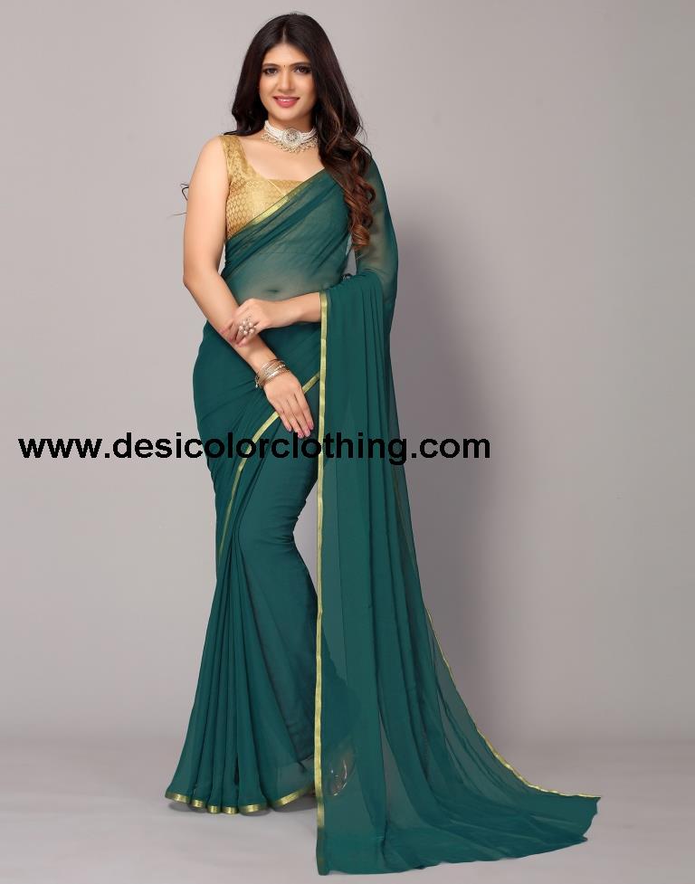 Green Chiffon Saree