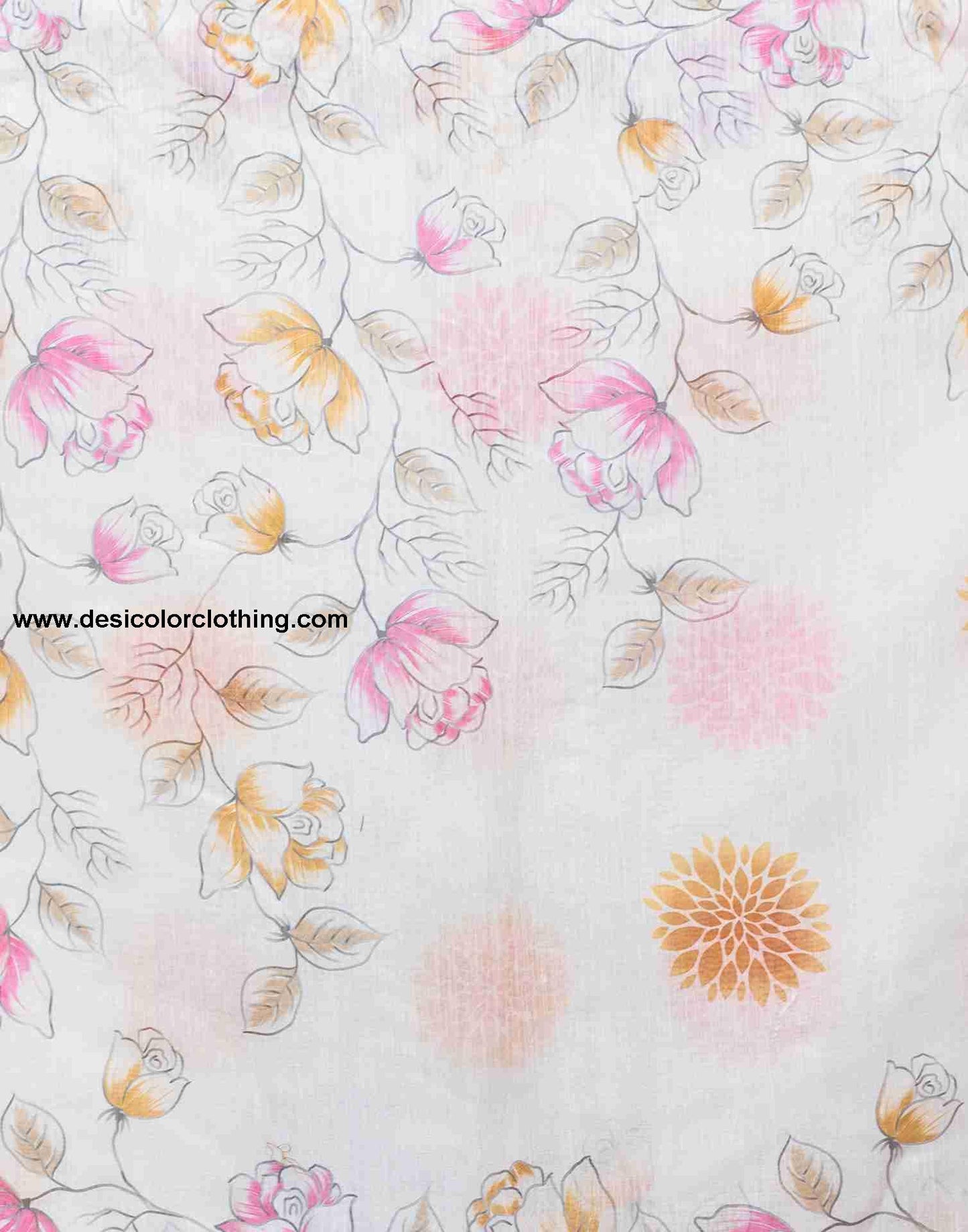 White Cotton Printed Saree