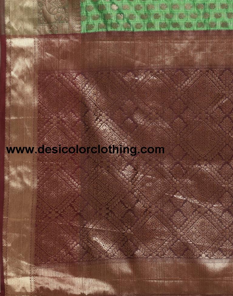 Parrot Green Silk Saree